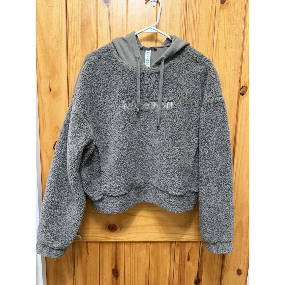 LULULEMON Embroidered Logo Fleece Textured Hoodie Nomad Sweatshirt Women's Sz 6